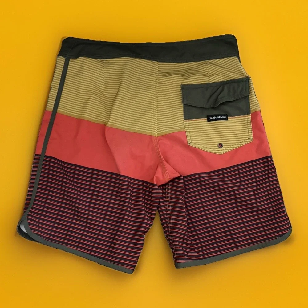 Quiksilver Highline Surfsilk Tijuana Brown Board Shorts Size 30 Men Swim Surf T